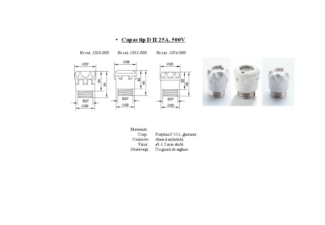 Capac tip D II 25A 500V